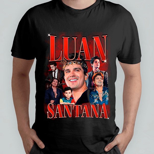Camiseta Masculina Feminina Oversized Estampa Luan Santana | T-shirt Streetwear Estilo Vintage Collage, Moda Urbana para