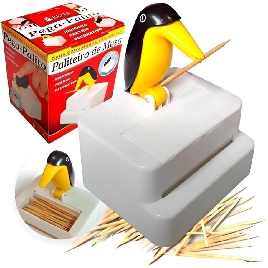 Detalhes do Paliteiro Automático Pinguim Decorativo Divertido Porta Palitos de Dente Higiênico para Mesa Cozinha