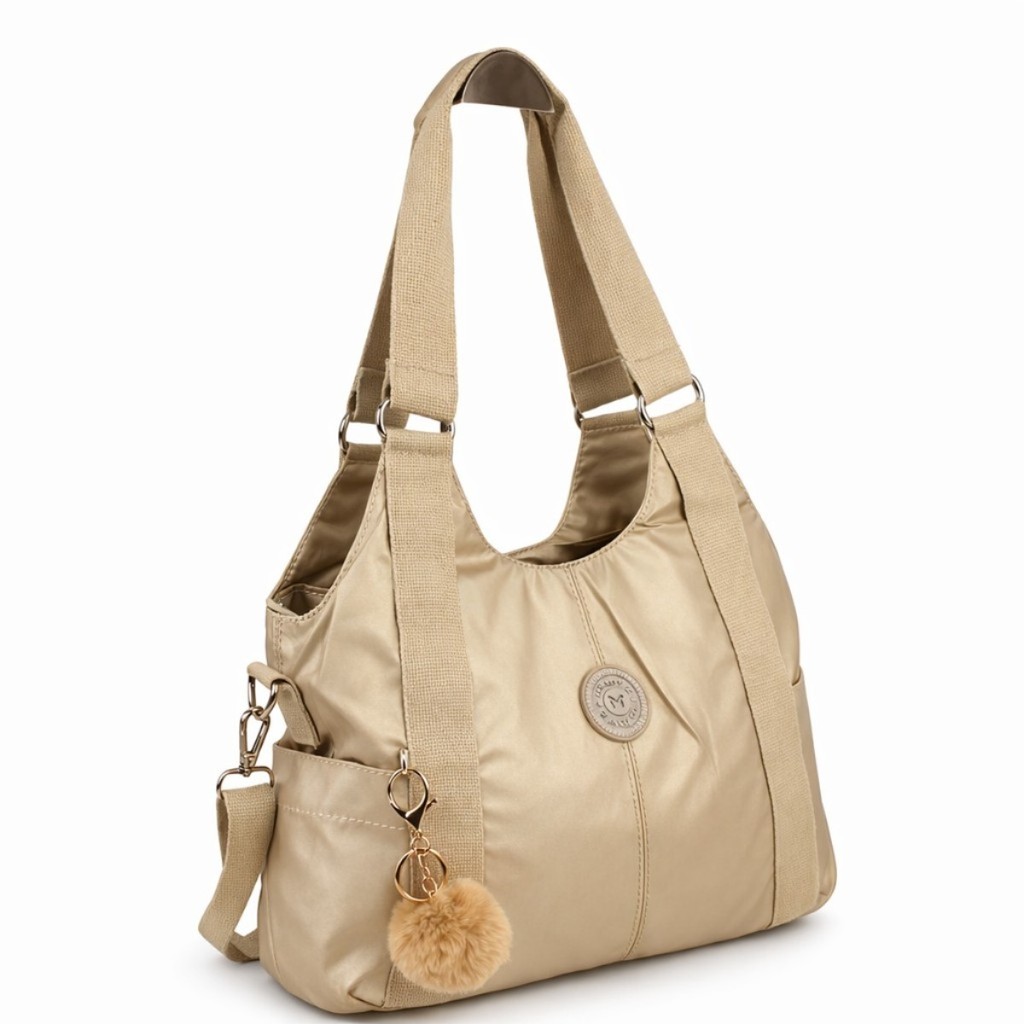 Bolsa Feminina Grande Nylon Impermeável Bolsa Ombro Transversal Tote Multi Bolsos Zíper Bolsa Dia a Dia Moda