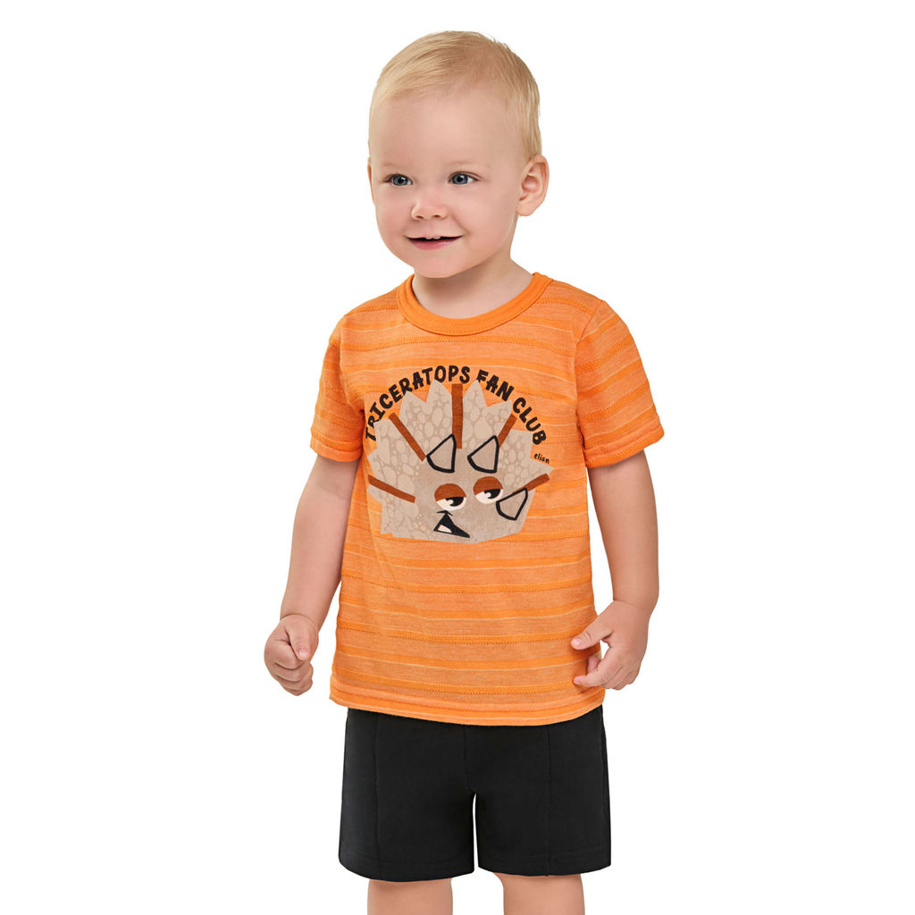 Conjunto Bebê Menino Dino Com Puff Elian Laranja