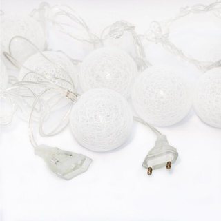Cordão 10 Bolinhas LED Texturizadas 2m Luz Branco Frio Bivolt Fio Transparente Decoração Quarto Festa