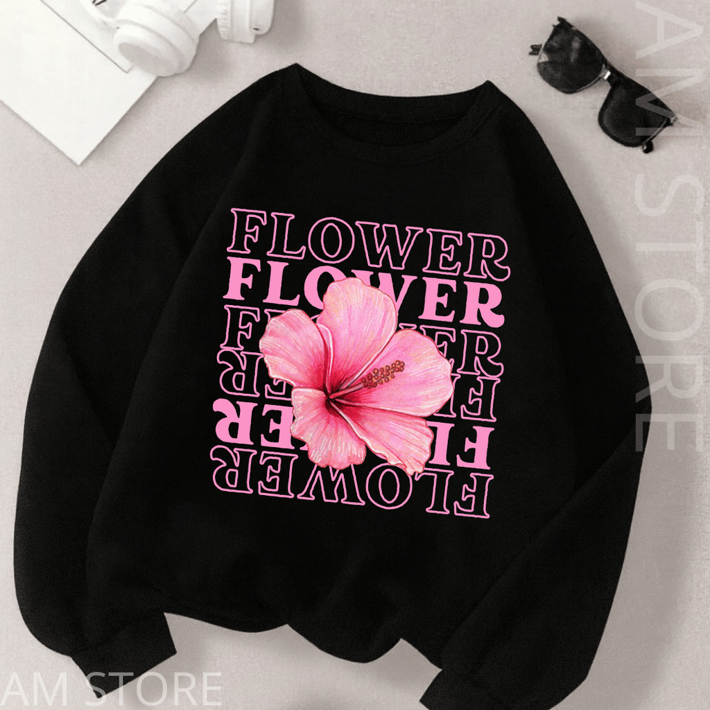 moletom Feminino sem capuz blusa de frio estampada flor flower