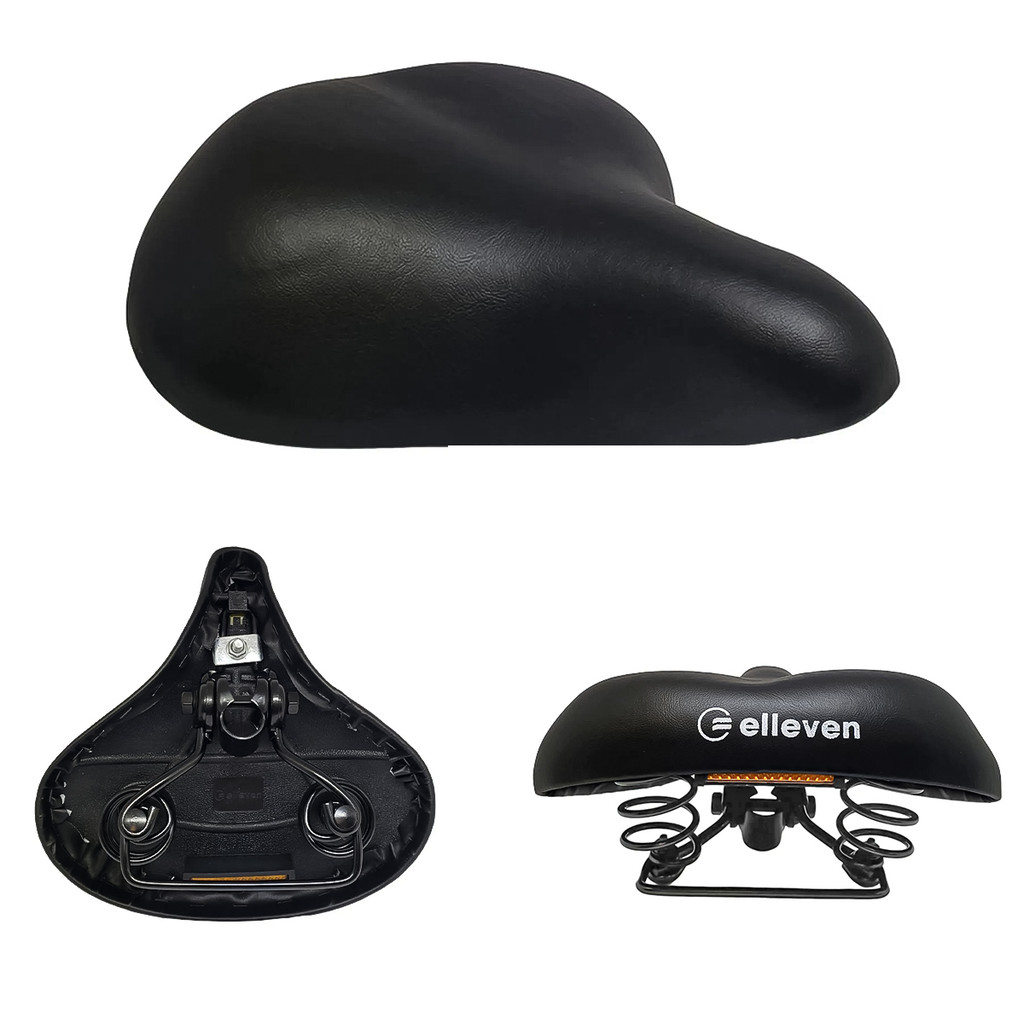 Selim Banco 2 Molas Elleven Barra Circular com Refletor + Alça Pegadora Bike Mtb