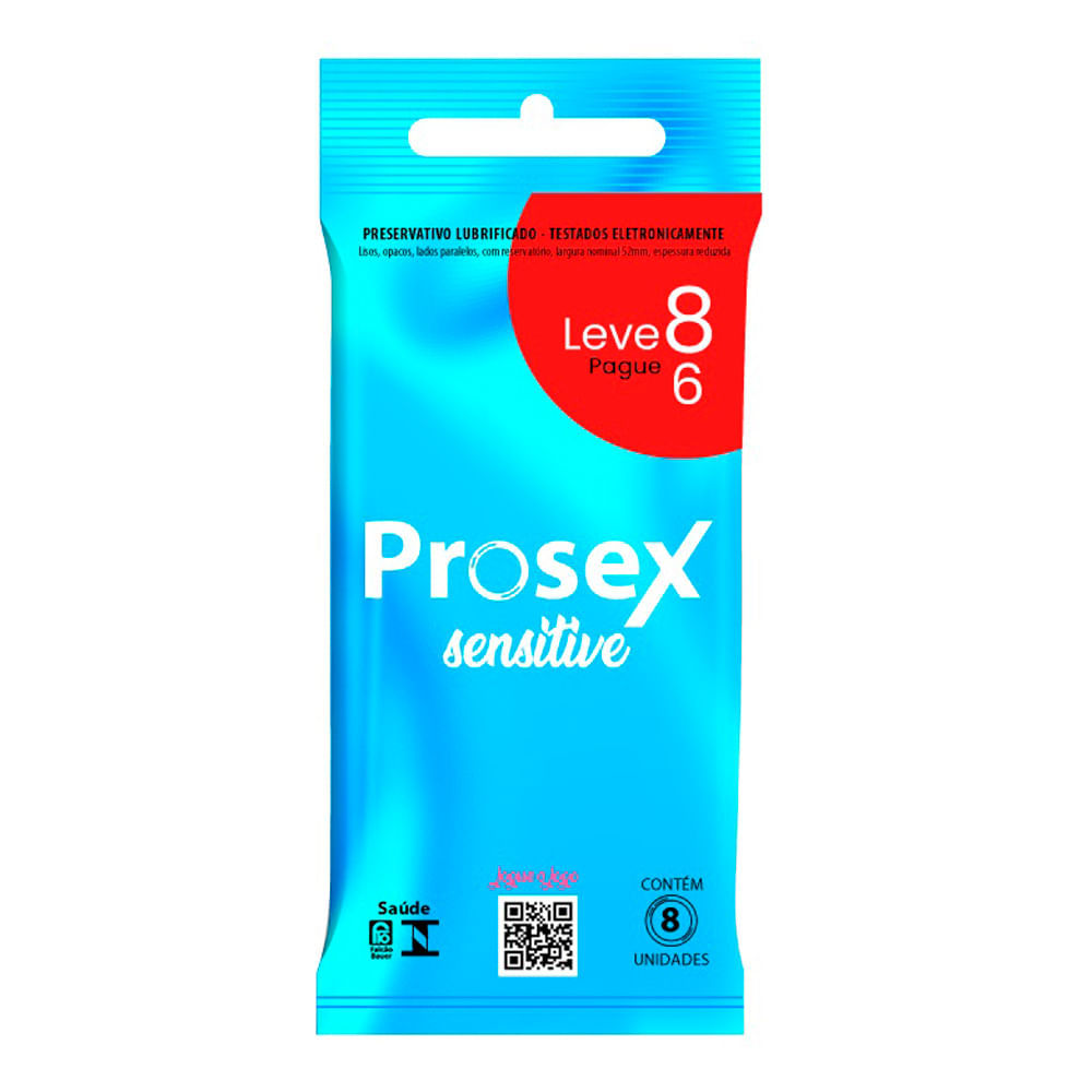Preservativo Prosex Sensitive Lubrificado Leve 8 Pague 6 Unidades em Oferta na Shopee