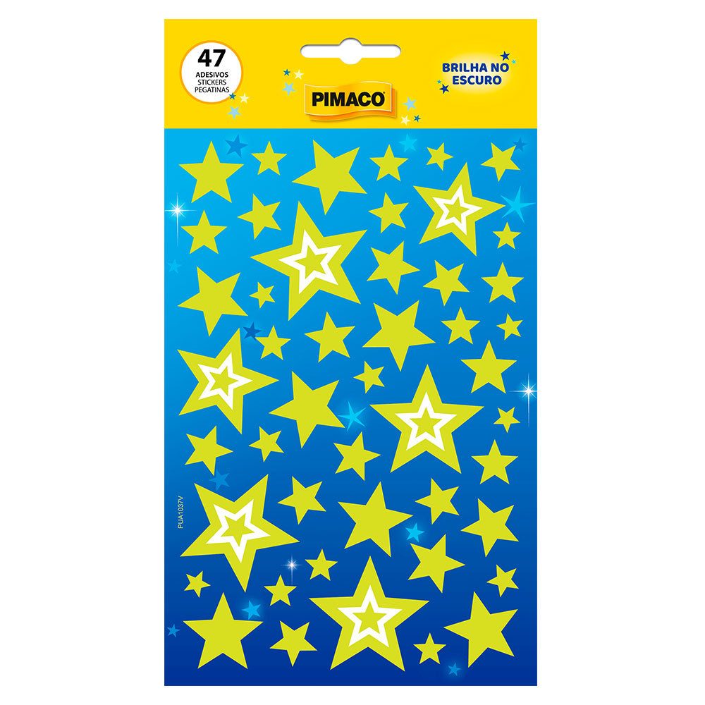 Etiqueta adesiva decorativa brilha no escuro Estrela 47 unidades Pimaco