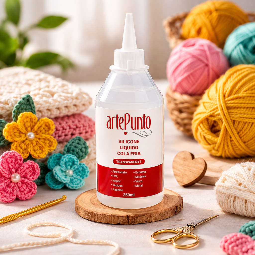 Cola Silicone Líquida Transparente ArtePunto | Alta Fixação, Secagem Rápida para Crochê, EVA e Artesanato em Oferta na Shopee