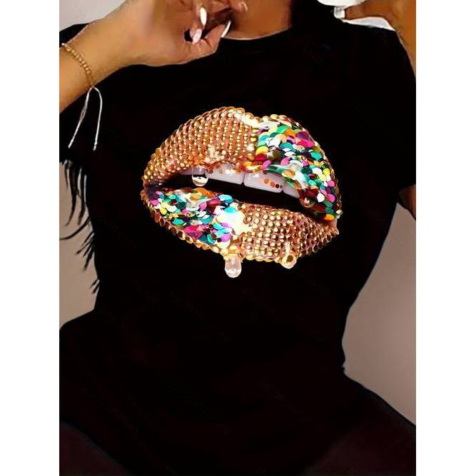 Camiseta Feminina Estampa Floral Tropical com Gola V e Manga Curta Confortável Linda Estilosa Moda Casual