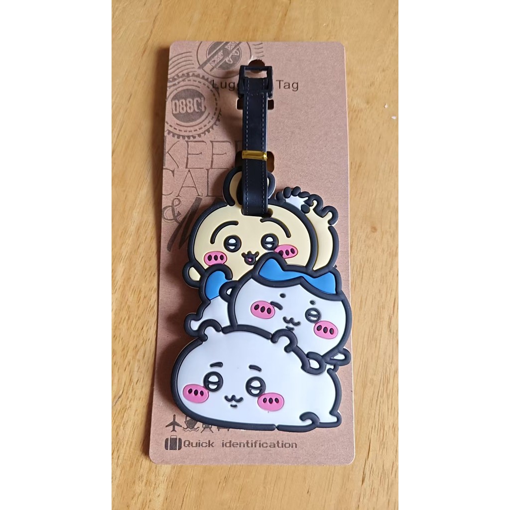 Etiqueta de bagagem fofa indispensável para viagem, urso rindo, Jii Kawaiu Saki Xiaoba, etiqueta de bagagem NZ7O