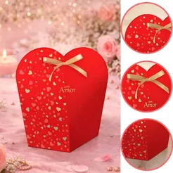 10 CAIXA PRESENTE CORAÇÃO AMOR CLÁSSICO 14X13X21CM 5962 (DIA DOS NAMORADOS IDEIA 2026 ) HOT STAMPING