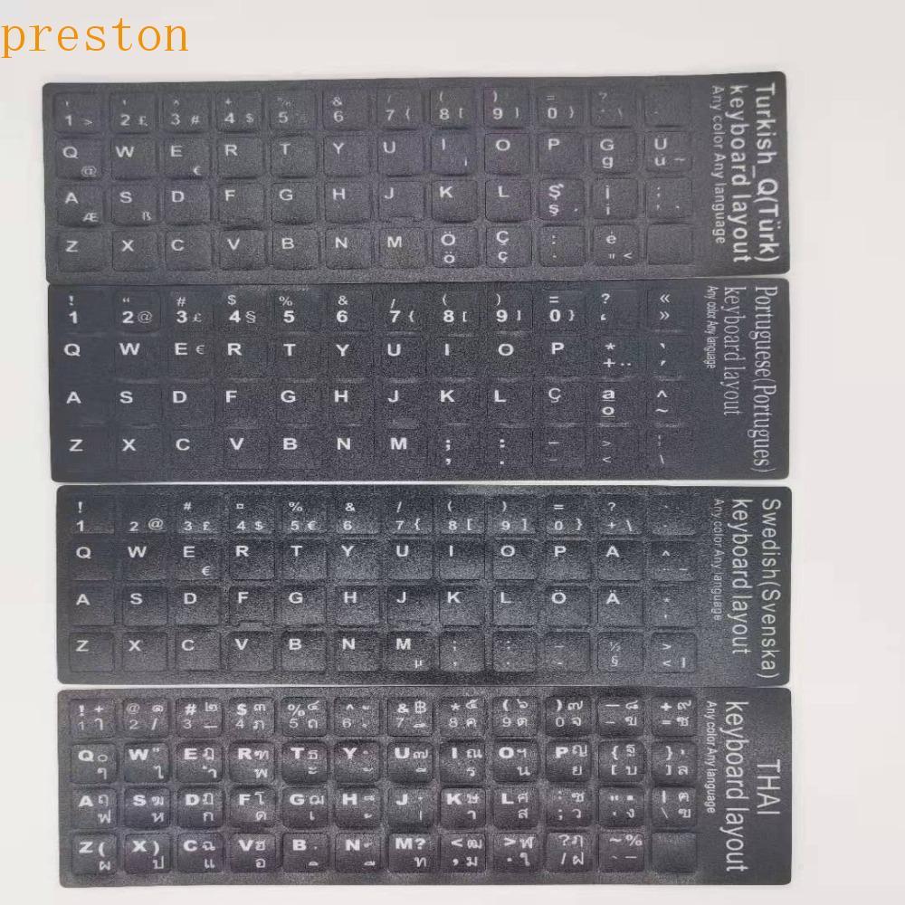 PRESTON Teclado Adesivos Alfabeto Layout Multi-Idioma Espanhol Inglês Deutsch Botão