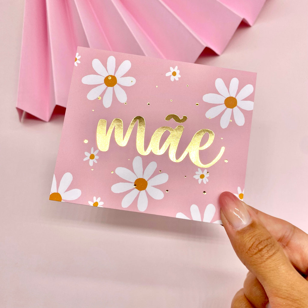 Postal Hot Stamping "Mãe" Rosa - Coleção Dia das Mães