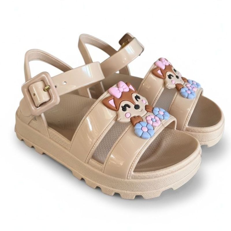 Sandália Infantil Menina Slide Anatômica com Enfeite de Raposa, Leve, Linda e Confortável em Oferta na Shopee