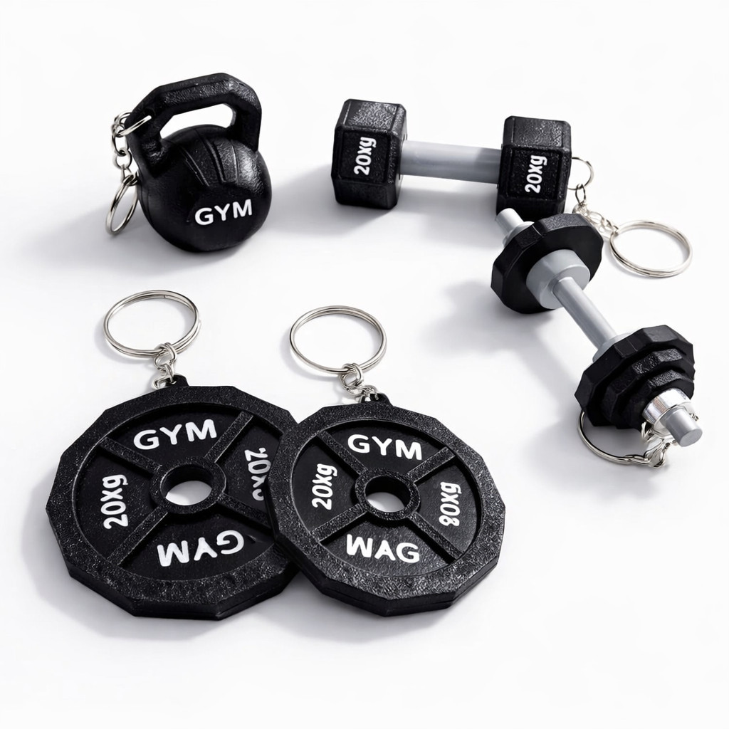 Kit Chaveiro Academia 5 Unidades , Chaveiro Peso, Supino, Peso Anilha