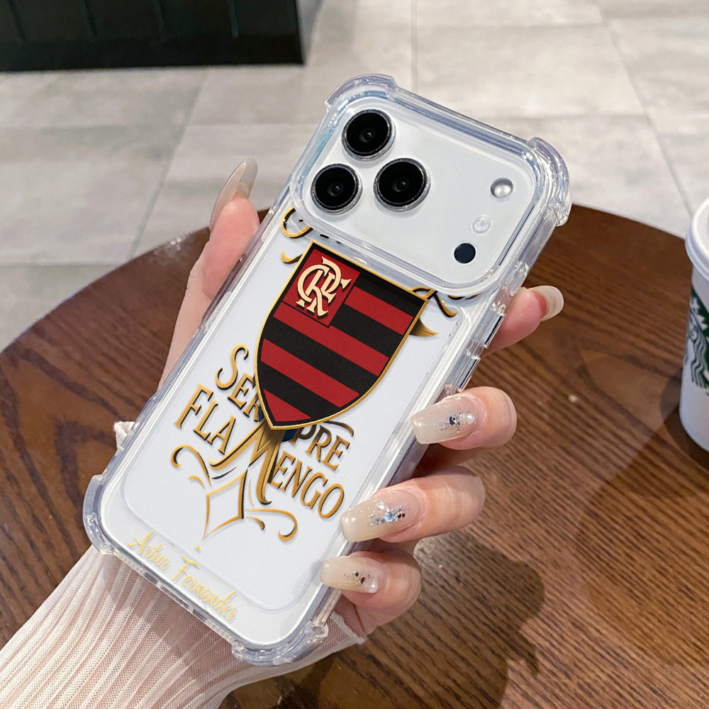 Capa Capinha Para iPhone17 16 15promax plus 12 13 14 11 7+ 8+ XsMax com estampa de escudo do Flamengo Y00871