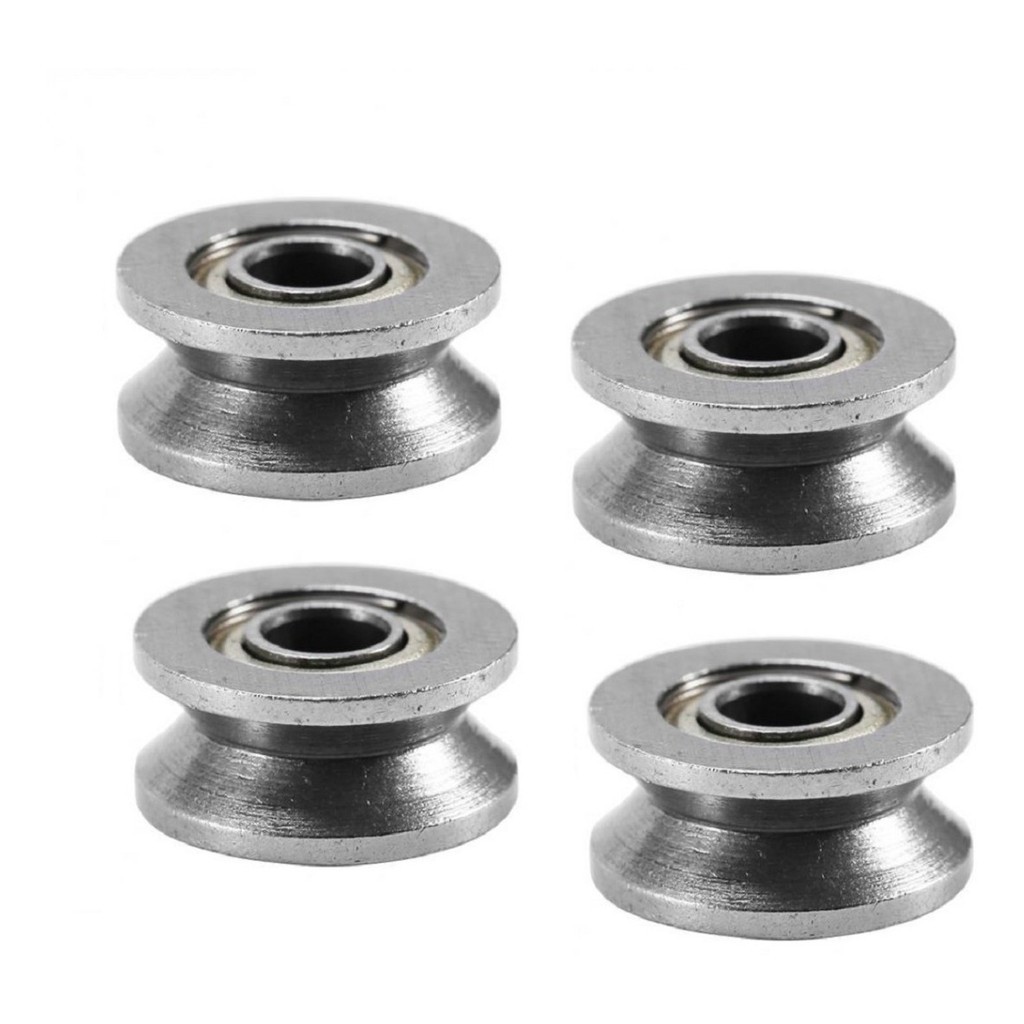 KIT Com 4 Rolamentos V624zz 4x13x6mm Canal Em V Polia Roldana 624 Furo 4mm x Diametro 13mm x Largura 6mm624zz F624zz