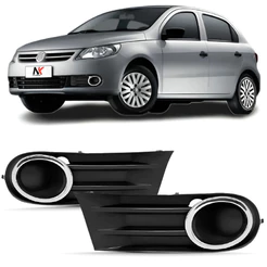 Par/Un Tela Moldura Parachoque Gol Voyage G5 2008 2009 Á 2012 Sem Furo Aro Cromado