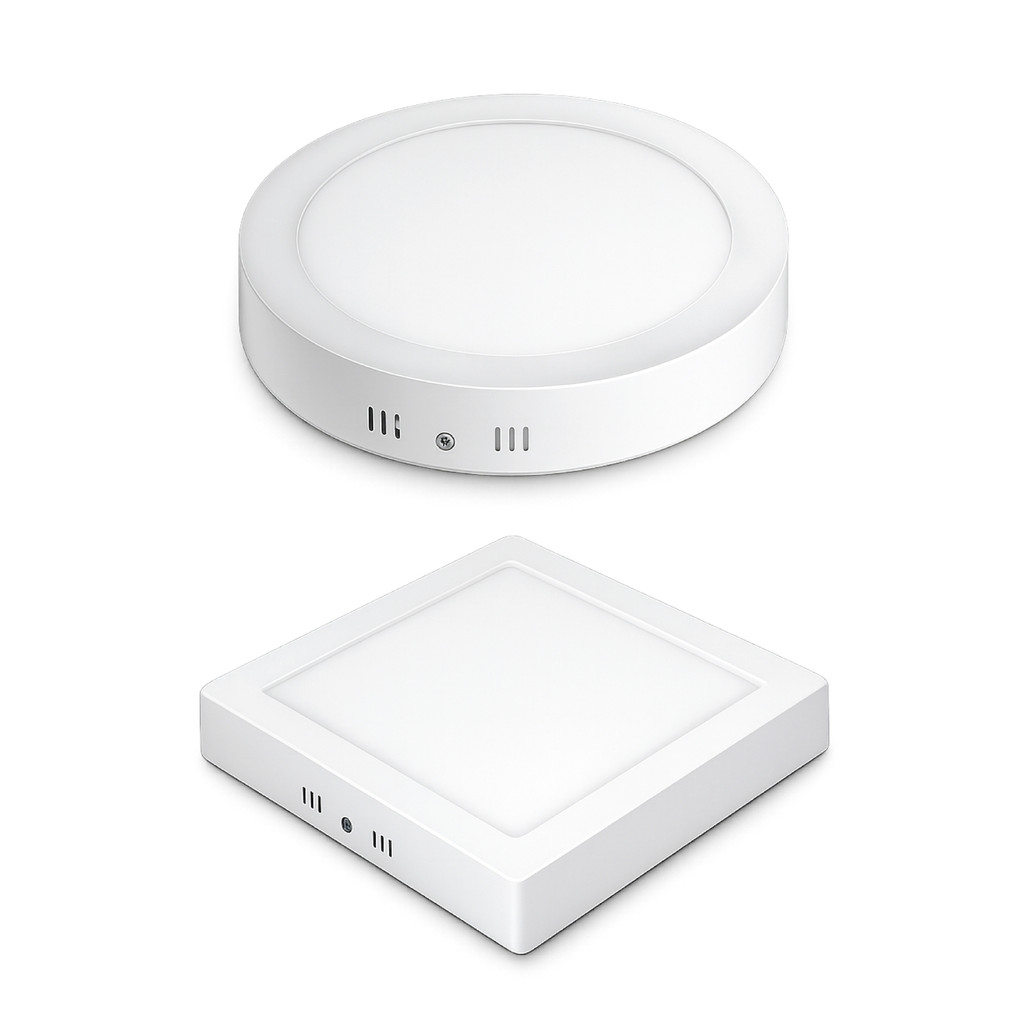 kit 6 Painel Sobrepor 18w 22,5cm Quadrado ou Redondo 3000K 4000K 6500K luminaria plafon