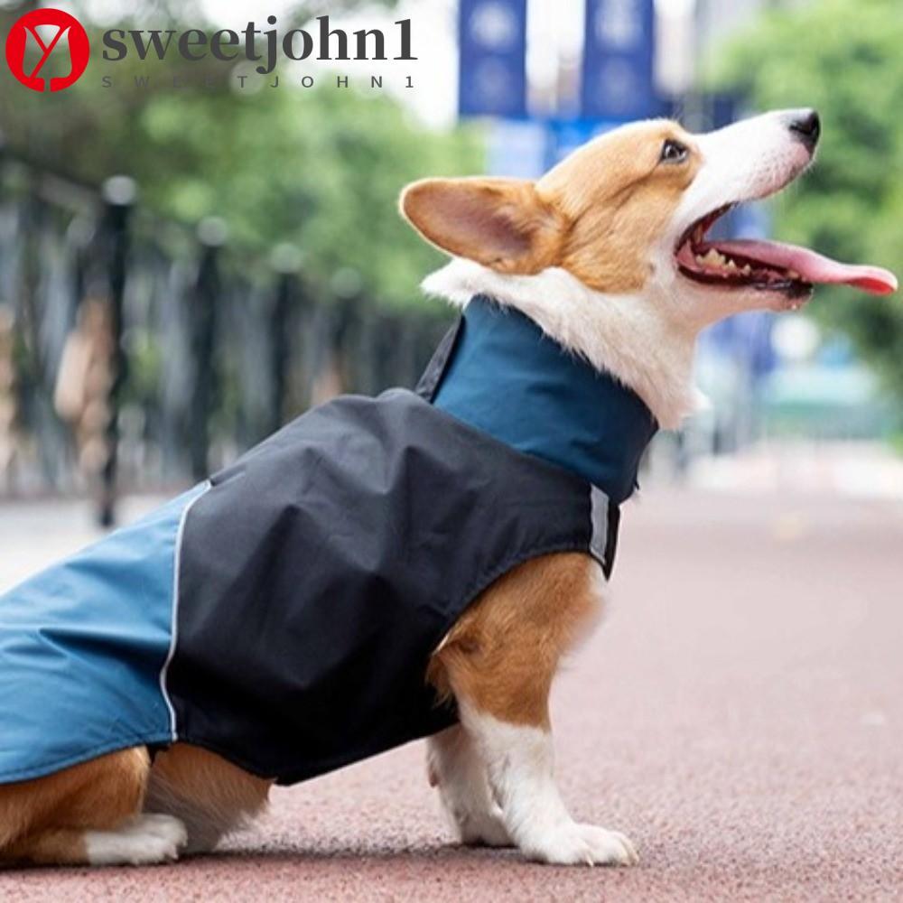 SWEETJOHN1 Capa Impermeável , Jaqueta De Chuva Para Cachorro Com Listra Reflexiva De Gola Alta , Ajustável