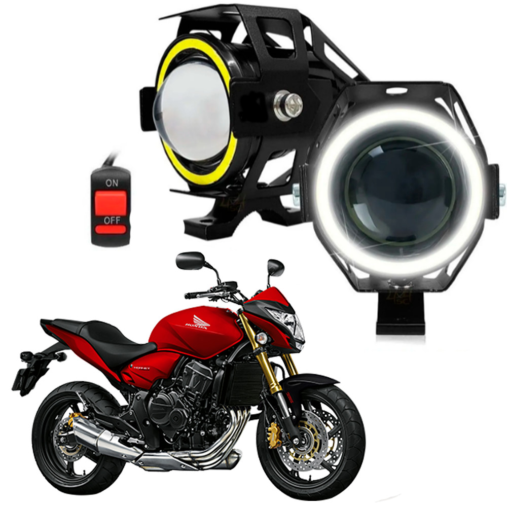 Par Farol de Milha para Moto CB650F 2015 2016 2017 2018 2019 Angel Eye U7 Mini