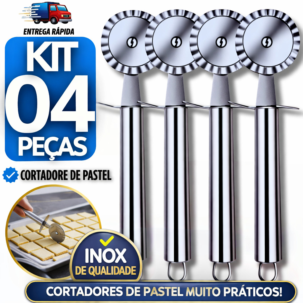 Carretilha Cortador de Massa Inox Pastel Pizza Cortar e Fechar Massa Cozinha