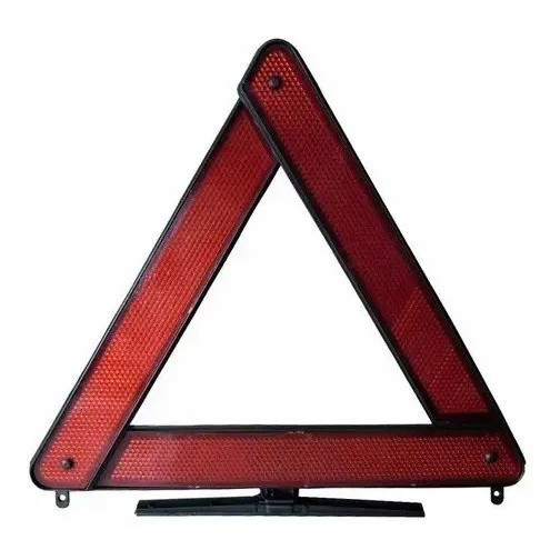 Triângulo De Sinalização Automotivo Mhs Com Suporte 45cm Plástico