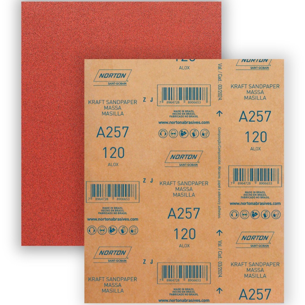 Folha de lixa para massa 225 x 275 mm - A257 - Norton