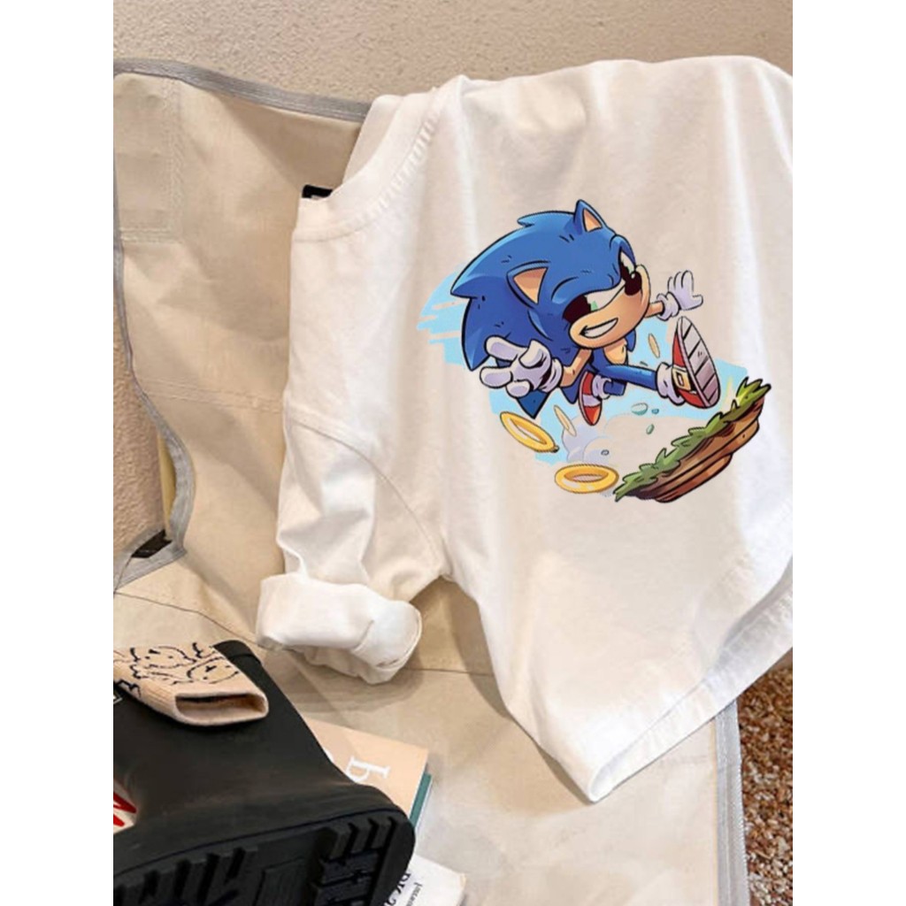 Algodão puro meninos meninas camiseta de manga comprida primavera outono roupas infantis dos desenhos animados ouriço so