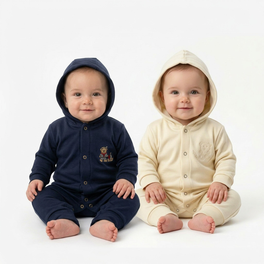 Kit 2 Macacão Infantil Bebê Menino Com Capuz Para Inverno Super Macio e Confortável Promoção