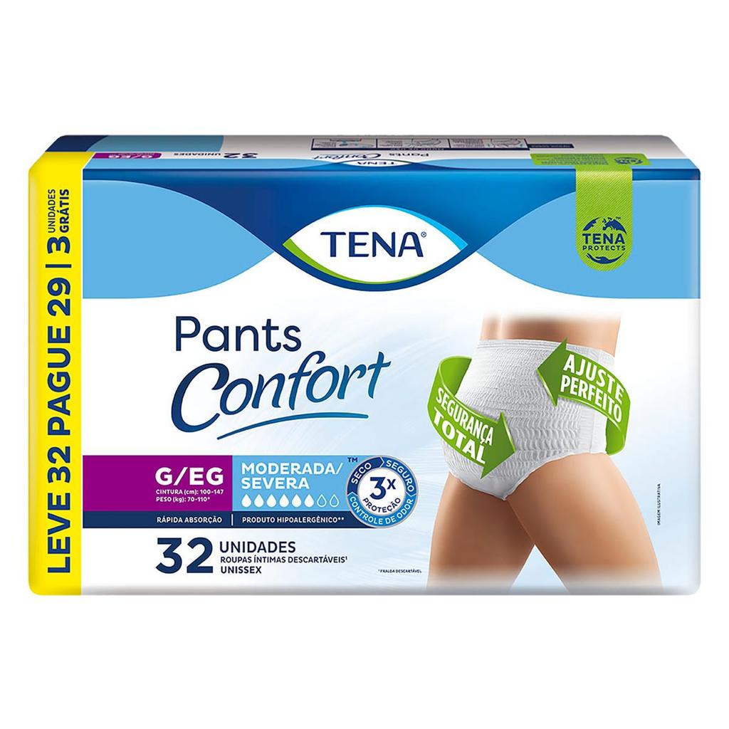 Roupa Íntima Tena Pants Confort G/EG Leve 32 Pague 29 unid em Oferta na Shopee
