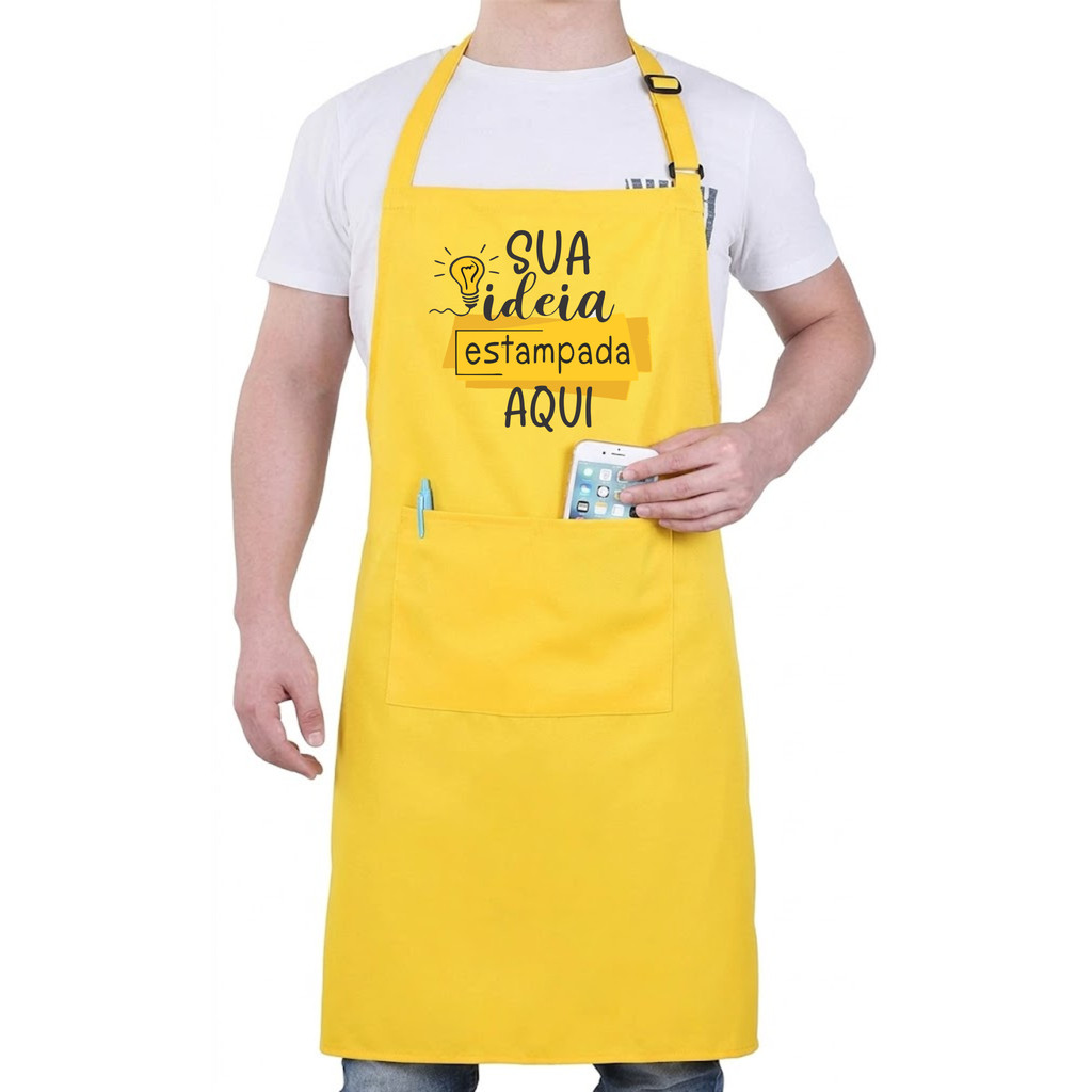 Avental Personalizado Com Sua Arte Amarelo
