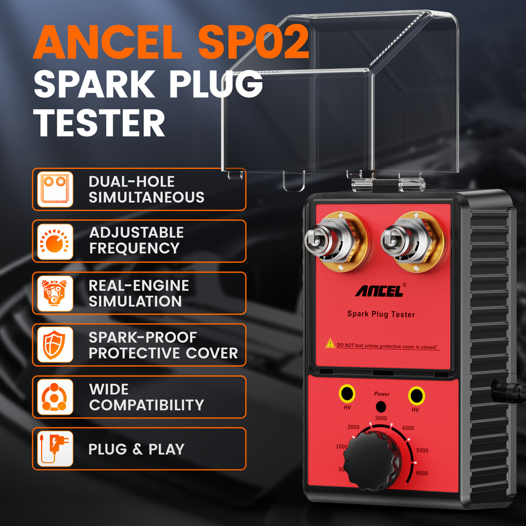 ANCEL SP02 Testador de Velas de Ignição com 2 Furos 0-6000RPM Ajustável para Carros e Motos