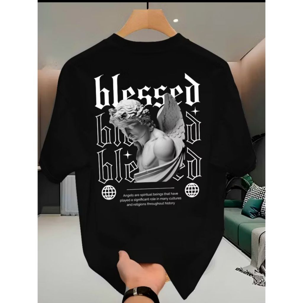 Camiseta Masculina e Feminina Streetwear  100% Algodão Fio 30.1 Estampada Blessed Angels Lançamento