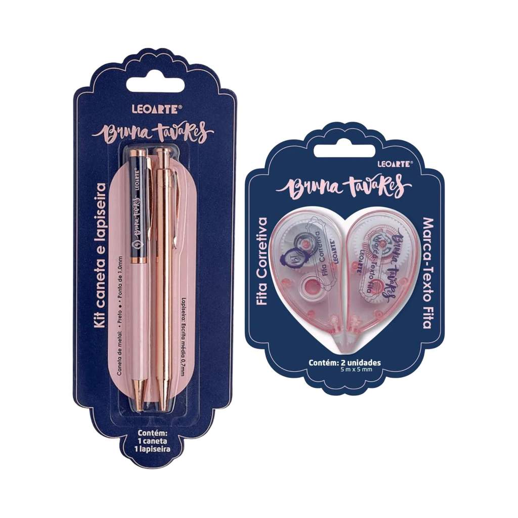 Kit Office Bruna Tavares Fita Corretiva Marca-Texto + Caneta e Lapiseira LeoArte em Oferta na Shopee