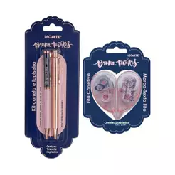 Kit Office Bruna Tavares Fita Corretiva Marca-Texto + Caneta e Lapiseira LeoArte