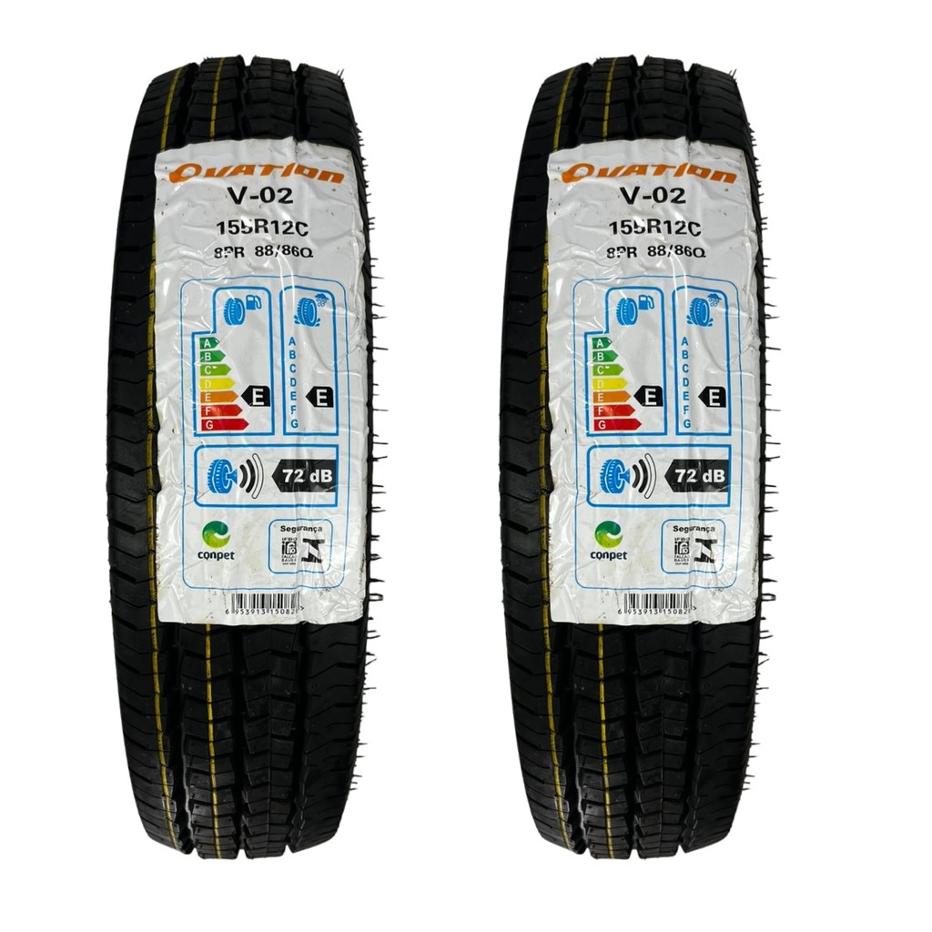 KIT 02 PNEUS 155R12C 88/86Q OVATION V-02 ARO 12 CARGA TOWNER CHANA EFFA VANS FURGÕES UTILITÁRIOS