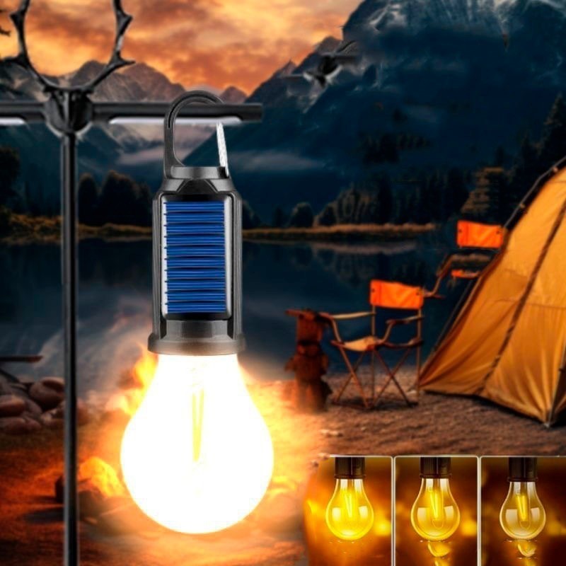 Lâmpada LED Portátil Gancho Recarregável Usb-C Acampamento Luz Emergência Carregamento Solar em Oferta na Shopee