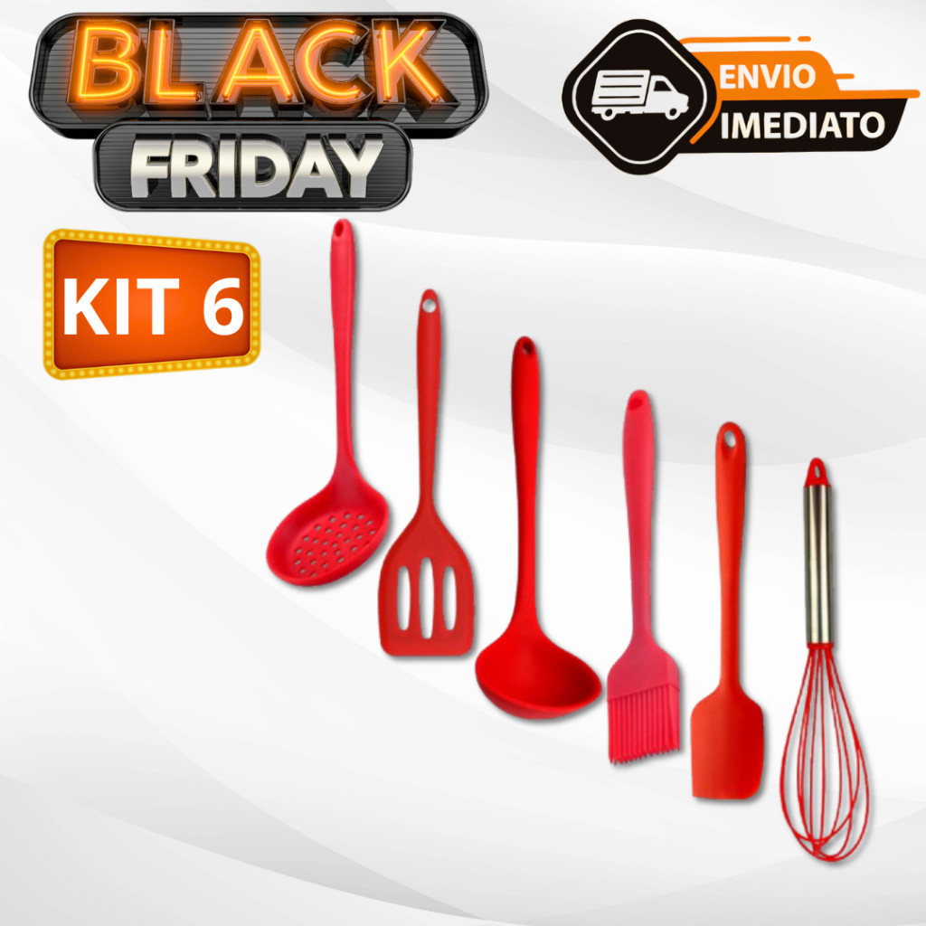 Conjunto Kit Silicone Utensilio Cozinha Pincel Escumadeira Espatula Reta Vazada Concha Batedor .