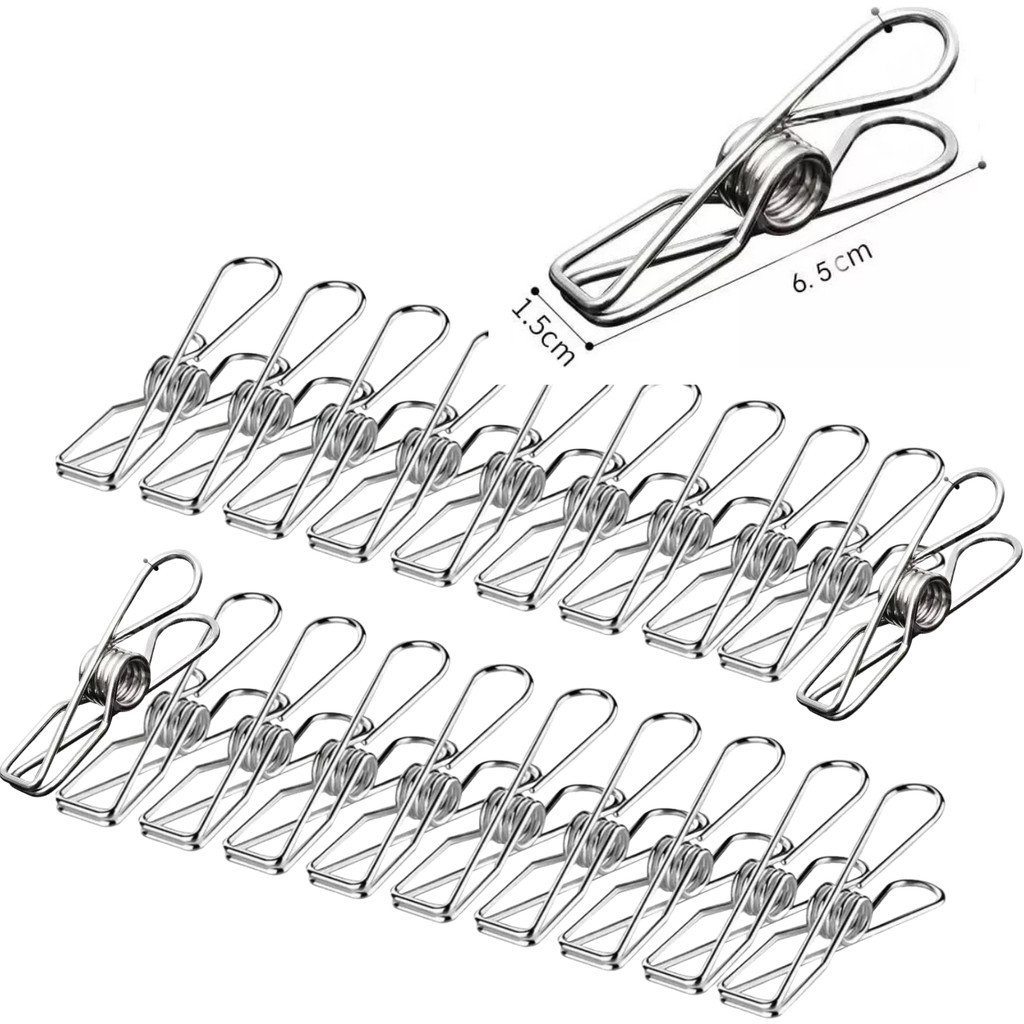 kit 20 40 60 unidades Pregador Prendedor de roupa metal inox/ rampo metal para pendura multiuso