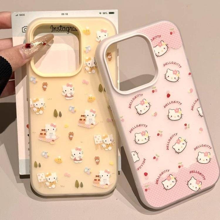 Olá Kitty Piquenique Marcon Cores Geléia Caso Para Samsung S25 ULTRA S24 Plus S23 S22 A17 A16 A15 A14 A13 A52 Fosco