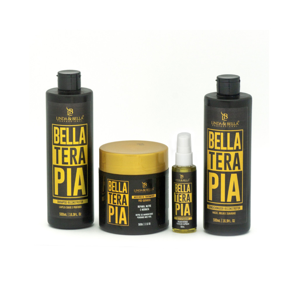 Kit 4 Unidades Bellaterapia - Mascara de Tratamento 500g + Shampoo e Condicionador 500ML + Óleo 60ML