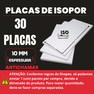 30 Placas de Isopor 10mm (1CM) antichamas - 100x50 cm em Oferta na Shopee