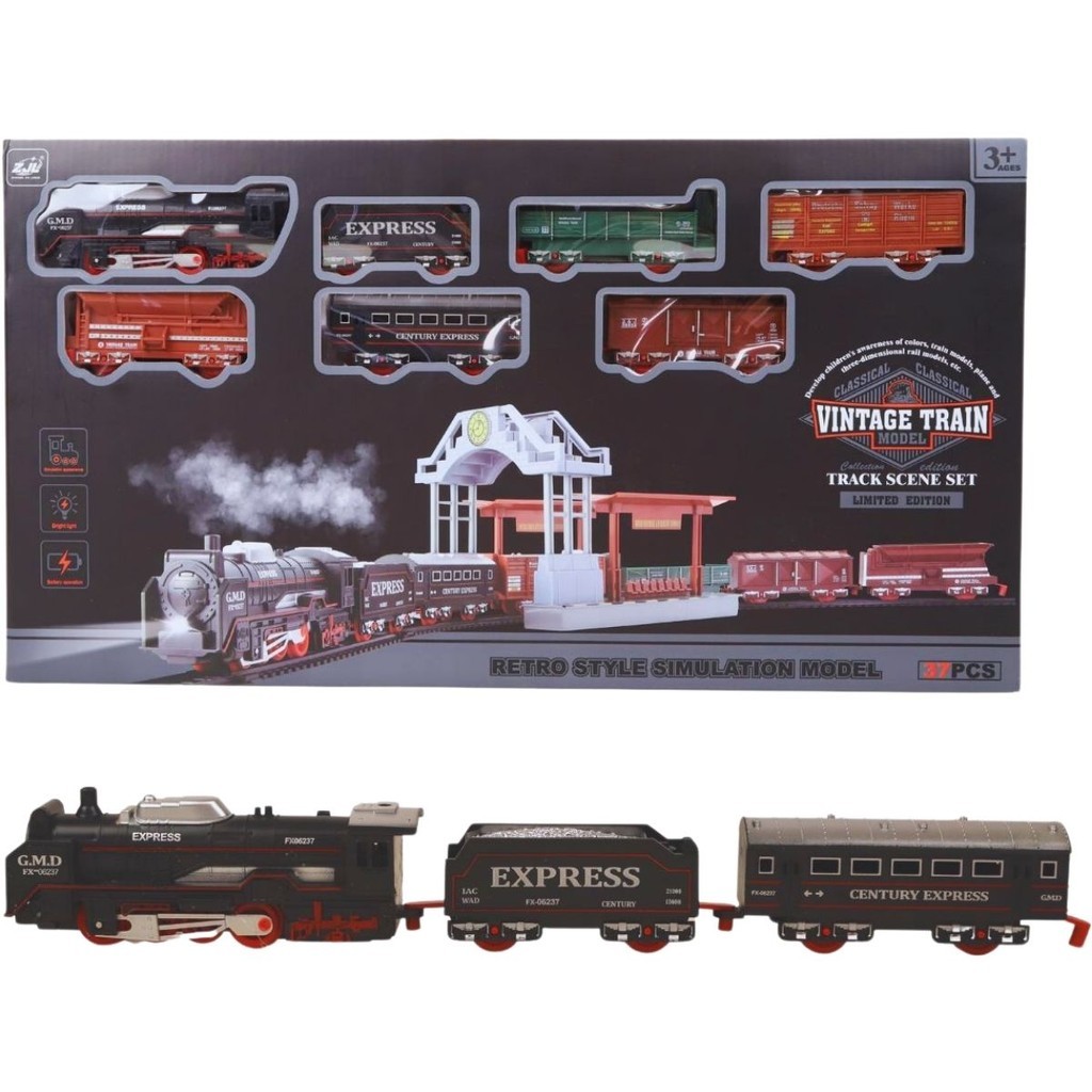 Trenzinho Clássico Ferrorama Elétrico Trilhos Classic Train A Pilha 13 ou 37 Peças com Cenário