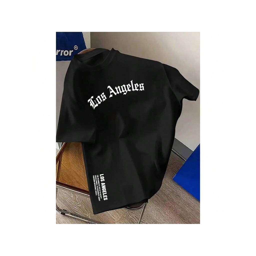 Camiseta Masculina Casual 100% Algodão com Estampa de Los Angeles LA