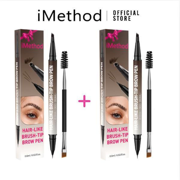 [ENVIO GRÁTIS] 2PCS iMethod Caneta de Sobrancelha 4D, Lápis de Sobrancelha 2 em 1 com Microblading à Prova d'Água e Pinc
