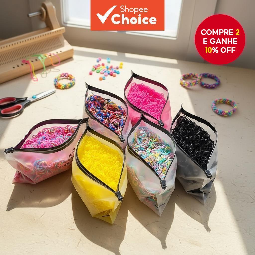  500PCS Elásticos Coloridos para Cabelo Feminino, Conjunto de Amarrilhos de Elástico sem Nó