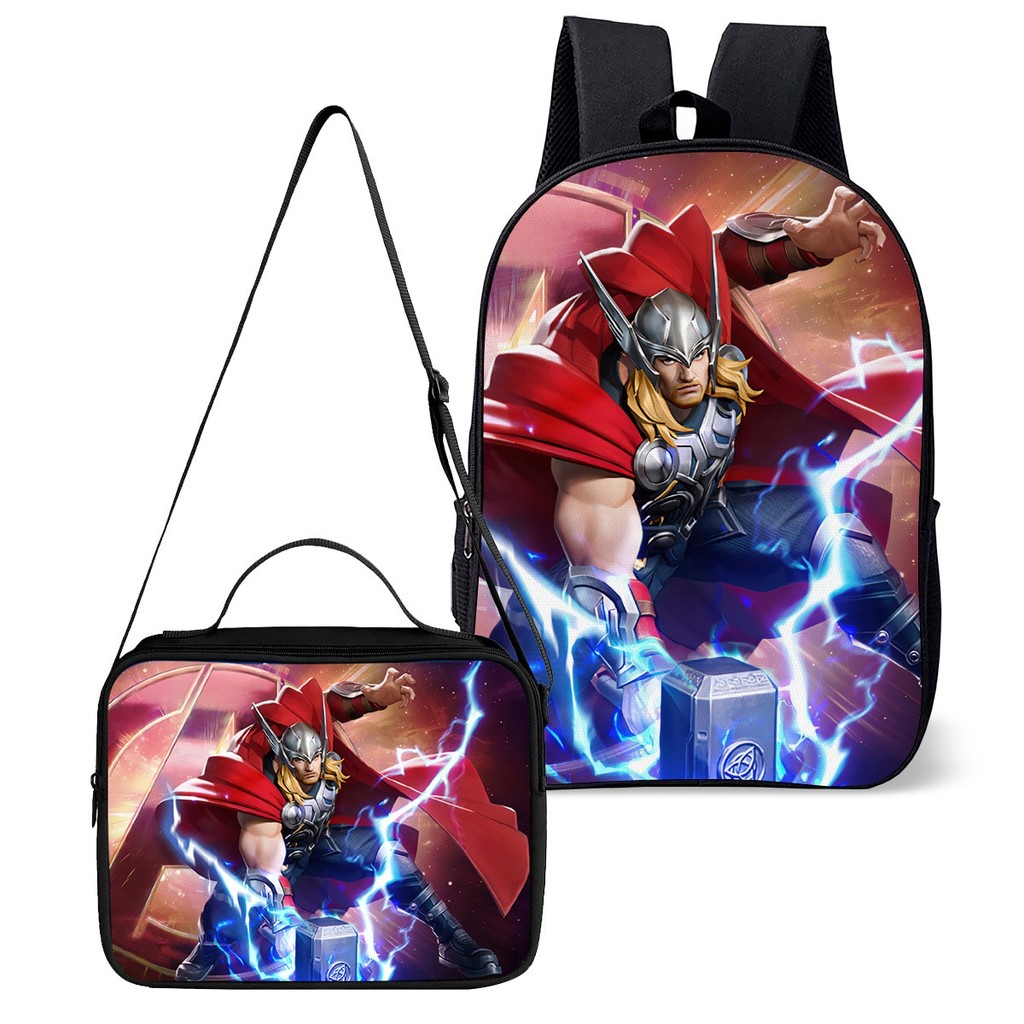 Mochila Infantil e Lancheira Simples Termica Escolar Kit ou Avulsa Super Heroi Martelo Tor
