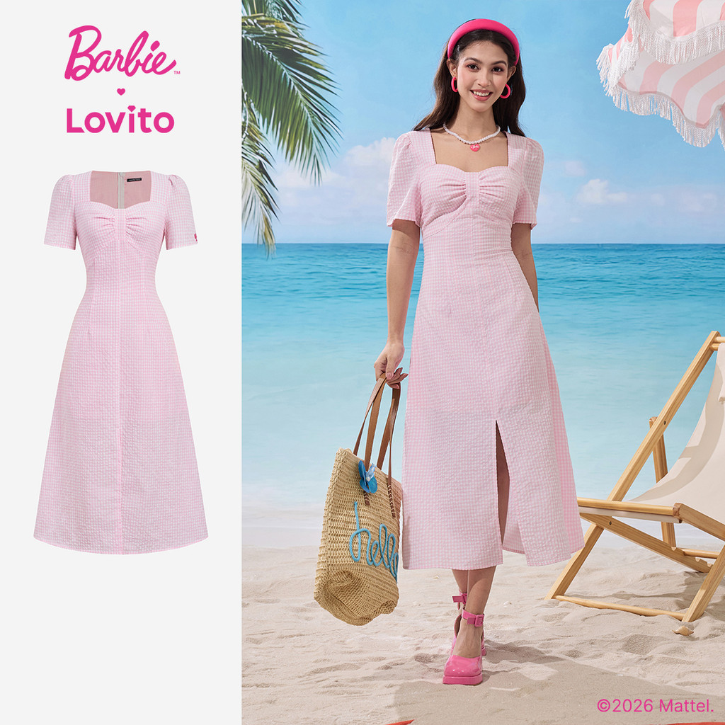 Barbie™ X Lovito Vestido Casual Colorblock Dividido Frente Primavera/verão para Mulheres LB1AD043 em Oferta na Shopee