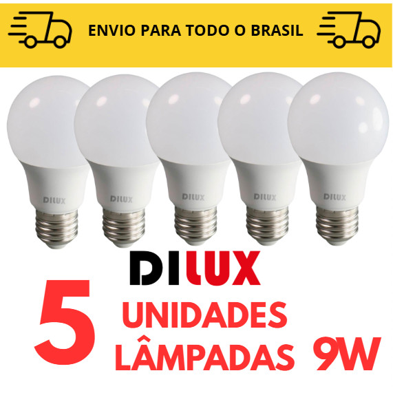 Kit 5 Unidades lâmpada de led / iluminação / luz de led / 9w / Casa