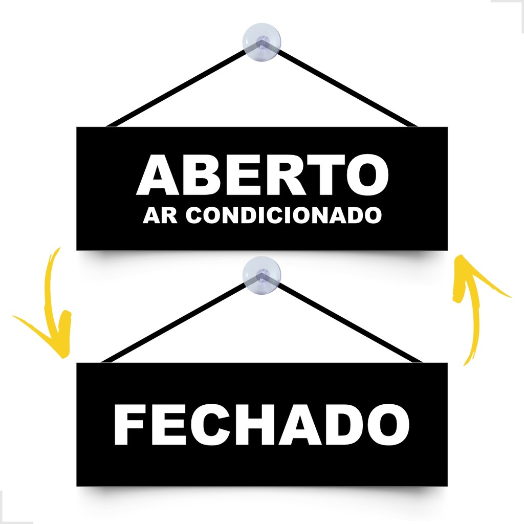 Placa Aberto Fechado com Ar Condicionado Moderna Para Porta De Vidro PS 1mm 30x10cm