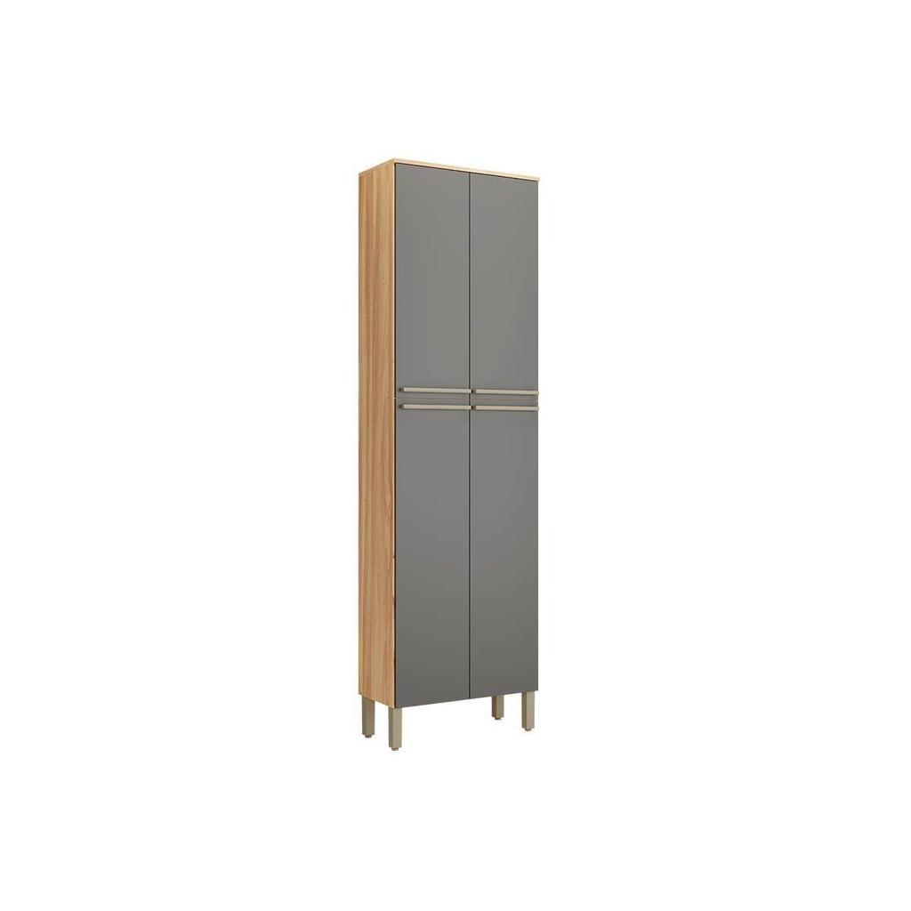 Paneleiro de Cozinha Nápoli Prime c/ 4 Portas 66X222cm Amendoa/Chumbo - Ronipa em Oferta na Shopee